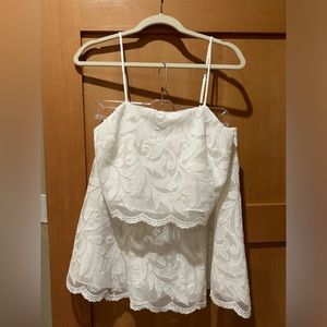 Show Me Your Mumu white lace top and skirt set